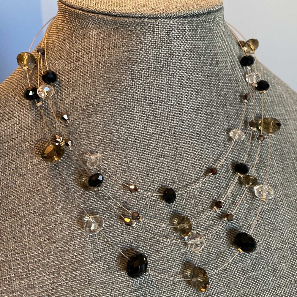Smoky Crystal Layered Necklace